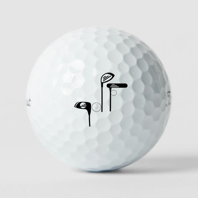 Unique Fun Golf Clubs Ball Typography Golf Ball (Front)
