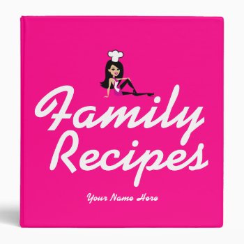 Unique Fun Hot Pink Recipe Binder Customizable by ArtbyMonica at Zazzle