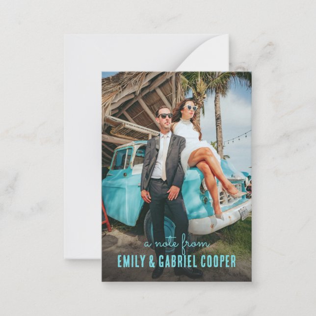 Unique Fun Kitschy Couple Photo  Note Card (Front)