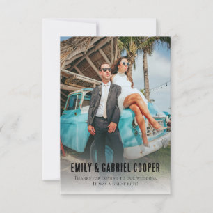 Unique Fun Kitschy Honeymoon Photo Wedding  Thank You Card
