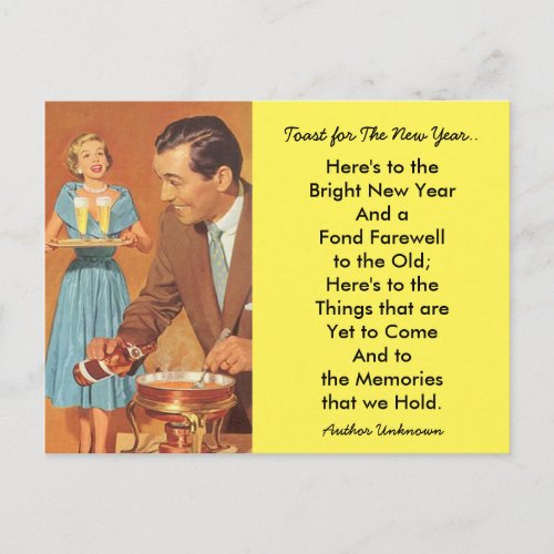 Unique Fun Memory Couple Fondue Party New Years  Holiday Postcard