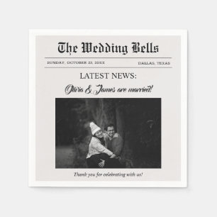 Unique Fun Newspaper Wedding Photo Napkins