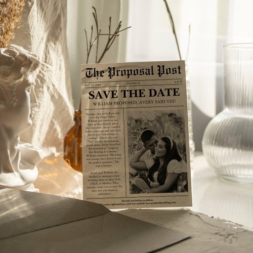 Unique Fun Photo Newspaper Wedding Save The Date