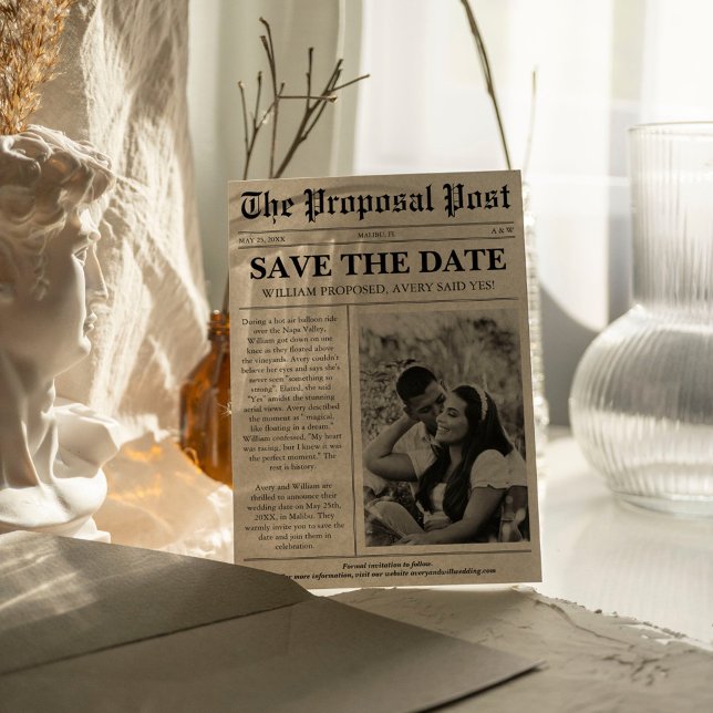 Unique Fun Photo Newspaper Wedding Save The Date (Creator Uploaded)