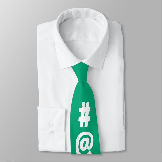 Unique fun random letters Modern green fashionable Neck Tie (Tied)