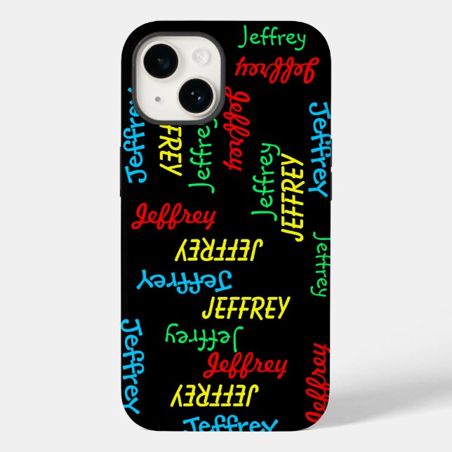 Unique Fun Repeating Names on Black, Personalized  Case-Mate iPhone Case (Back)