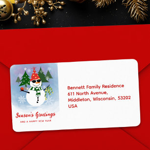 Unique Fun Snowman Christmas Tree Return Address Label