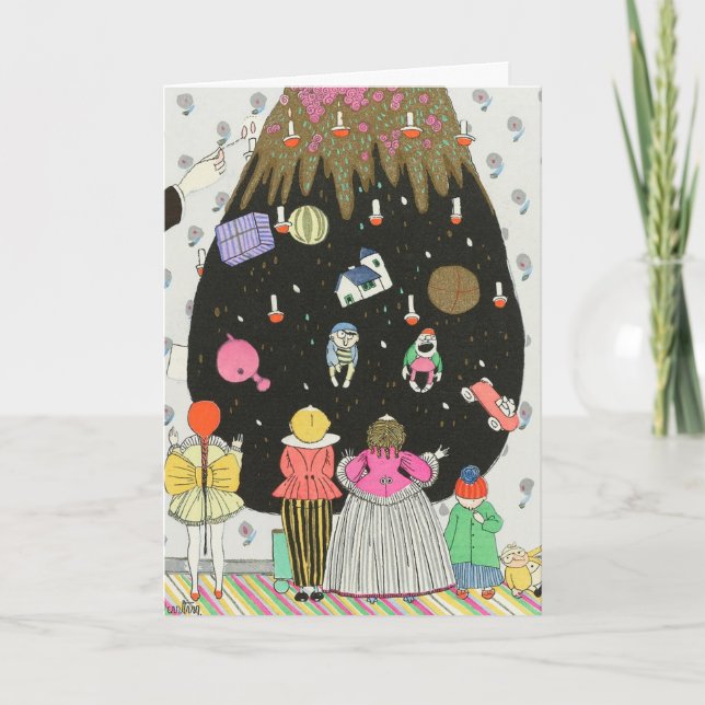 Unique & Fun Vintage Around the Tree Christas Card (Front)