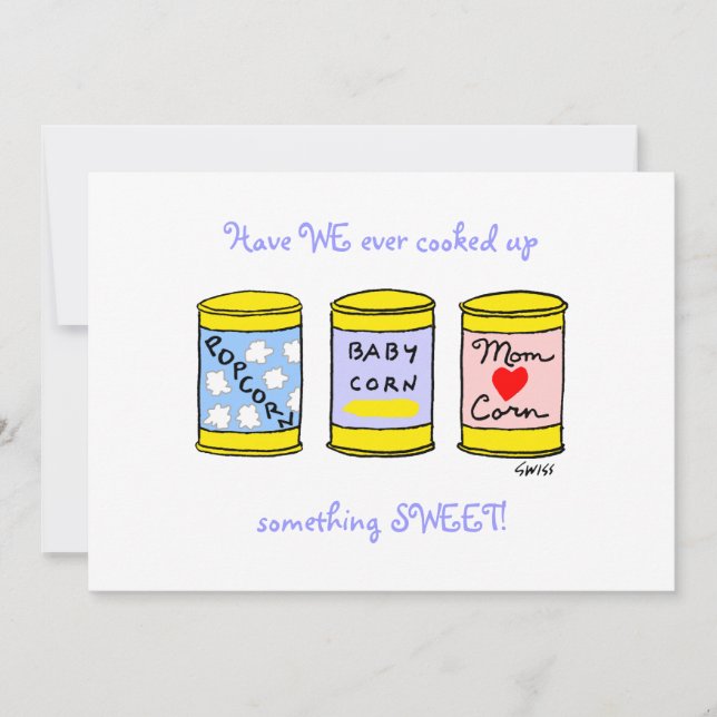 Unique Funny Cartoon Baby Announcement For Foodies (Front)