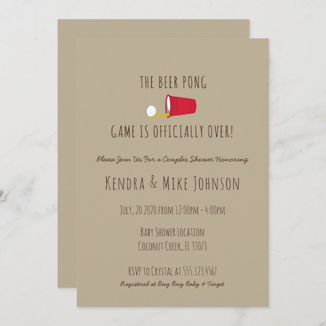 Unique & Funny, Couples Baby Shower Invitation (Front/Back)