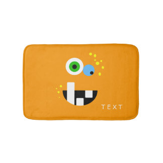 Unique Funny Crazy Oragne Monster Bathroom Mat