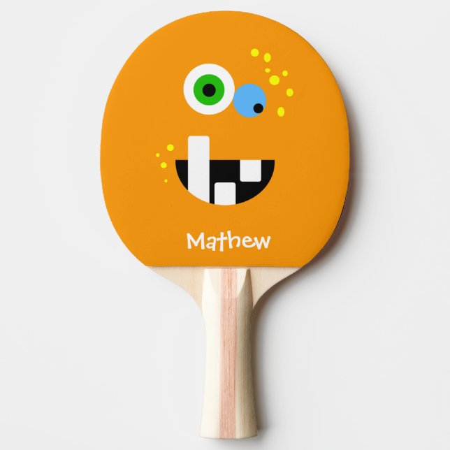 Unique Funny Crazy Oragne Monster Ping Pong Paddle (Front)