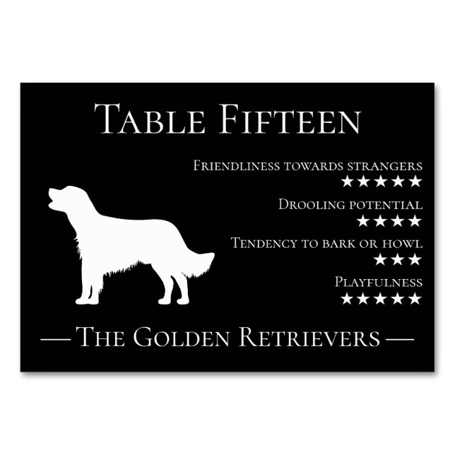 Unique funny dog breed guest retriever team or table number (Back)