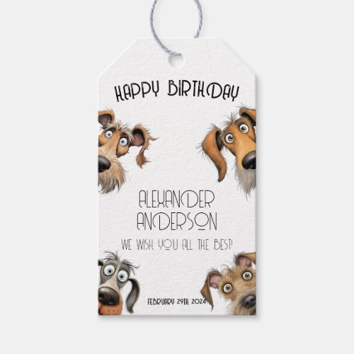Unique Funny Dog Happy Birthday Gift Tags