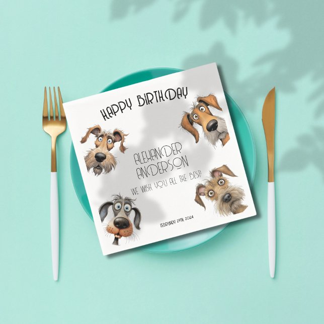 Unique Funny Dog Happy Birthday Napkins (Creator Uploaded)