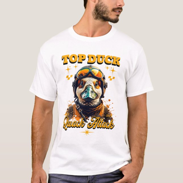 Unique Funny Duck Pilot Top Duck Quack Attack Art (Front)