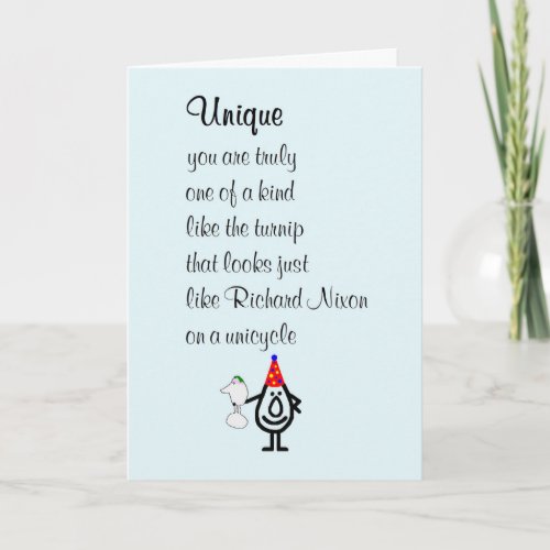 Unique funny Happy Birthday Poem Card