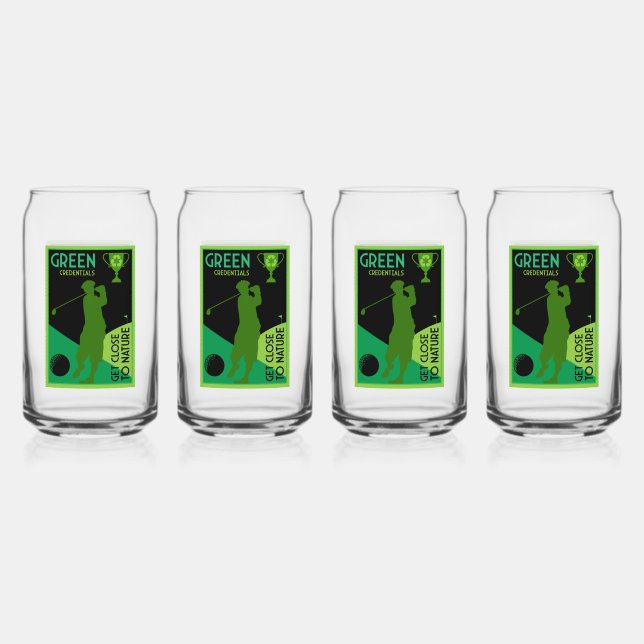 Unique Funny Vintage Golf Gift Can Glass (Front)