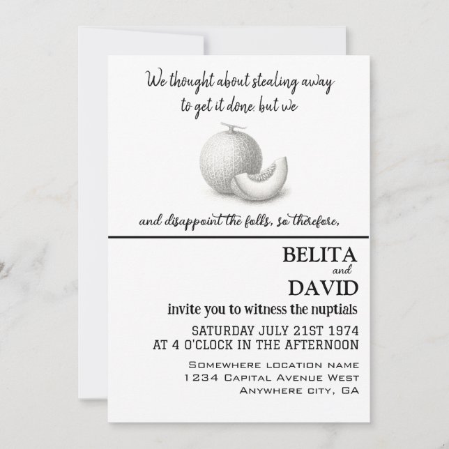 Unique, funny wedding invitation (Front)