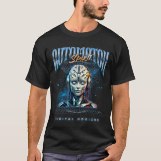 Unique Futuristic Sci-Fi Robot Digital Art Design T-Shirt