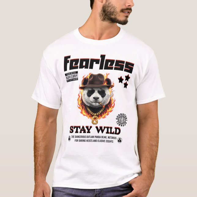 Unique Gangster Panda Urban Streetwear Artworkt T-Shirt (Front)
