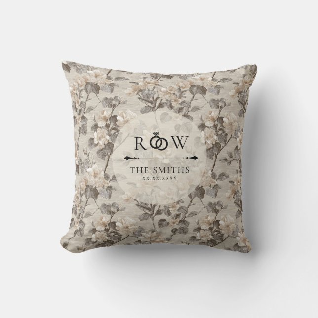 Unique Gardenias Charm Wildflower Wedding Throw Pillow (Front)