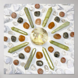 Unique Geology Yellow Orange Stone Crystal Poster