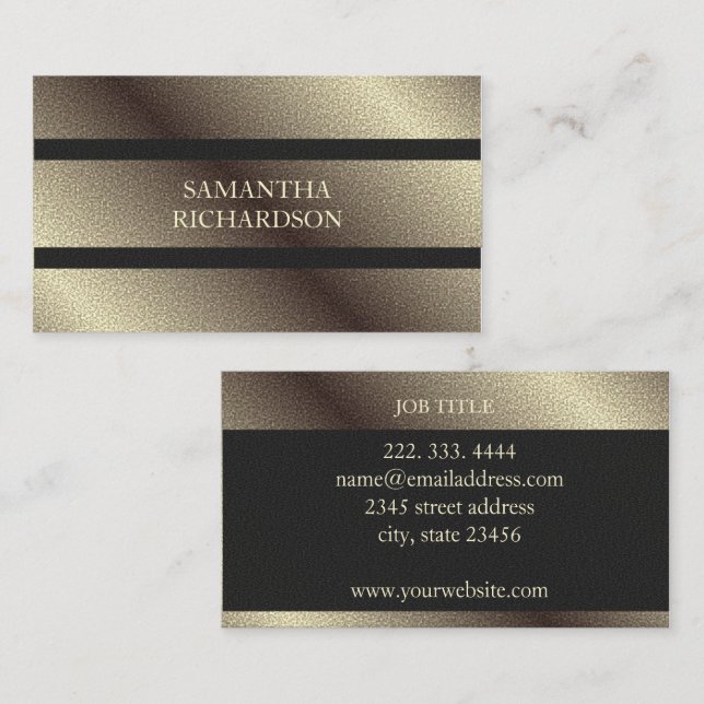 Unique Geometric Black And Faux Gold Professional Business Card (Front/Back)