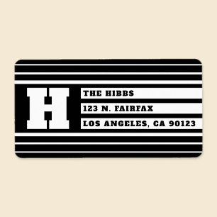 Unique Geometric Stripes Black & White Address Label