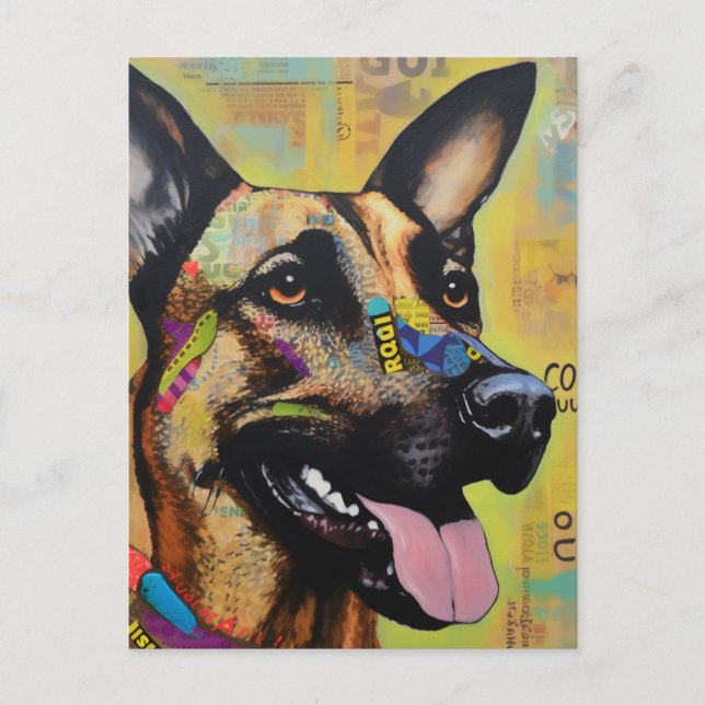 Unique German Shepherd Dog Collage Postcard (Front)