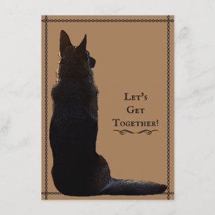 Unique German Shepherd Silhouette Invitation