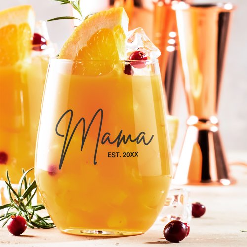 Unique Gift for Mama Personalized Stemless Wine Glass