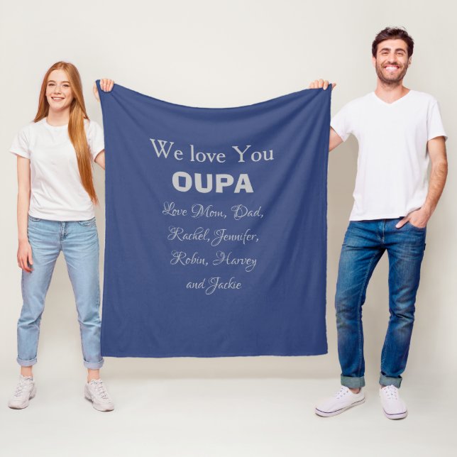 Unique Gift for Oupa, Custom Names, Cute, Comfy Fleece Blanket (In Situ)