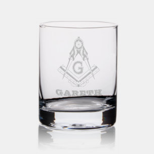 Unique Gifts Engraved Free Mason Etched Whiskey Rocks Glass