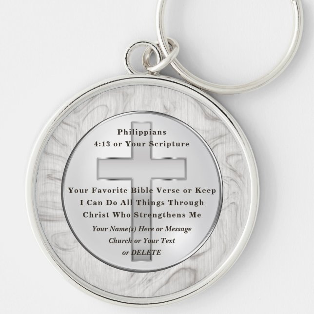 Unique, Gifts for Christian Men, Bible Verse Keychain (Front)