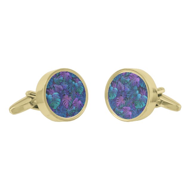 Unique Gifts For Dad Tropical Pattern Cufflinks (Angled)