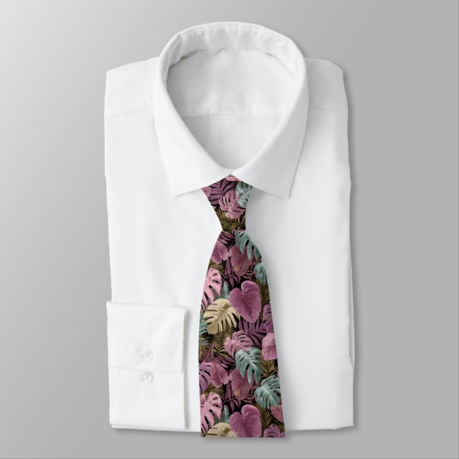 Unique Gifts For Husband Tropical Floral Neck Tie (Tied)
