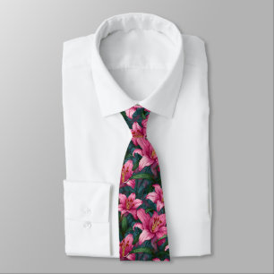 Unique Gifts For Men Lilies Floral Neck Tie