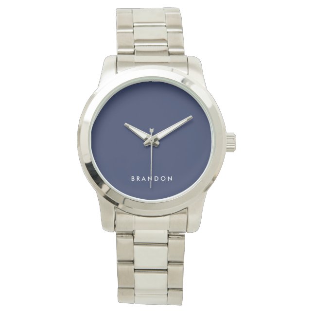 Unique Gifts For Men Navy Blue Silver Watch (Front)