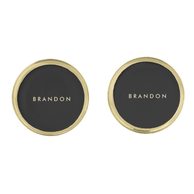 Unique Gifts For Men Round Gold Plated Cufflinks (Front)