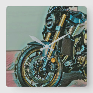 Unique gifts for motorcycle riders square wall clock