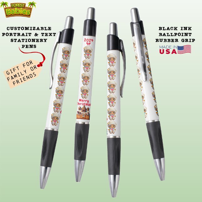 Unique Gingerbread Girl Cartoon Graphic White  Pen (Customizable Stationery Gifting Personalized School Supply Gift  Custom Office Accessory Pen Present)