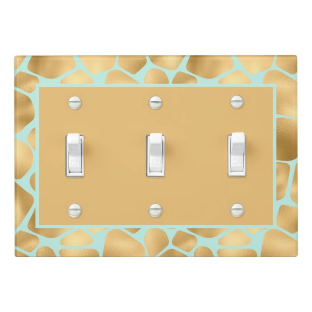 Unique Giraffe Spots Gold and Mint  Light Switch Cover (In Situ)