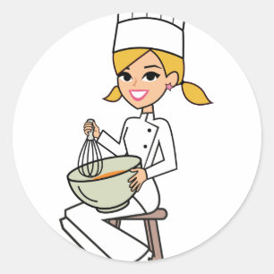 Unique Girl Chef Illustration Classic Round Sticker