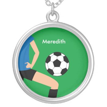 Unique Girl Soccer Player Necklace by ArtbyMonica at Zazzle