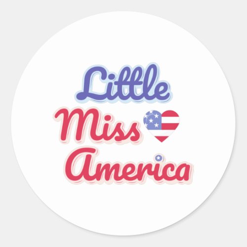 Unique Girls Little Miss America Patriotic Outfit Classic Round Sticker