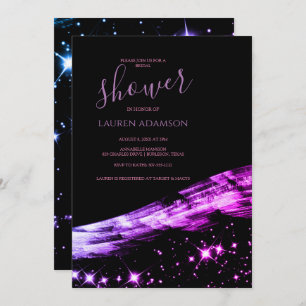 Unique Glamourous Pink Glitter Stars Bridal Shower Invitation