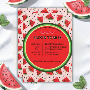 Unique Glitter Modern Watermelon Baby Shower Invitation