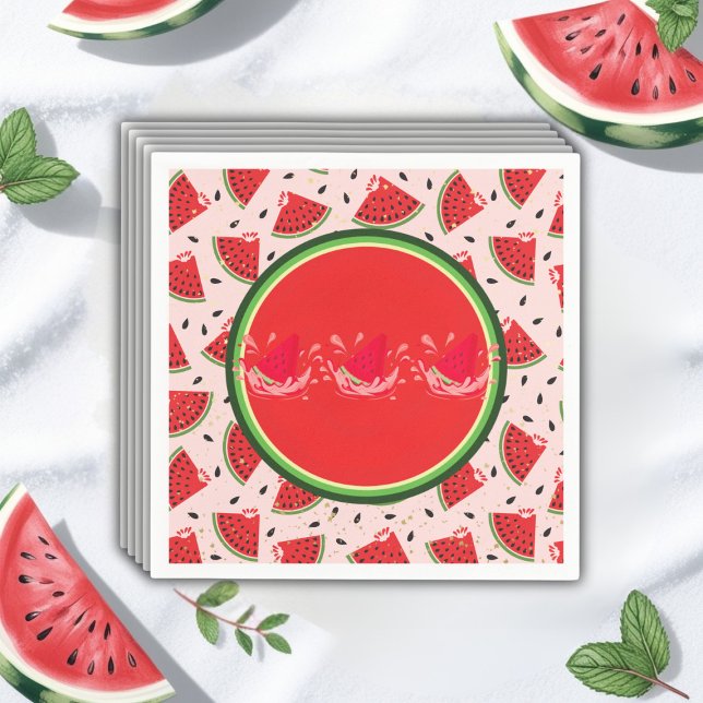 Unique Glitter Modern Watermelon Baby Shower Napkins (Creator Uploaded)