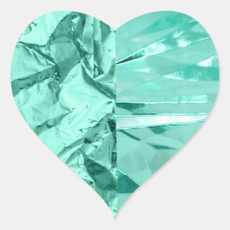 Unique Glitter Sparkle Mint Green Crinkle Design Heart Sticker